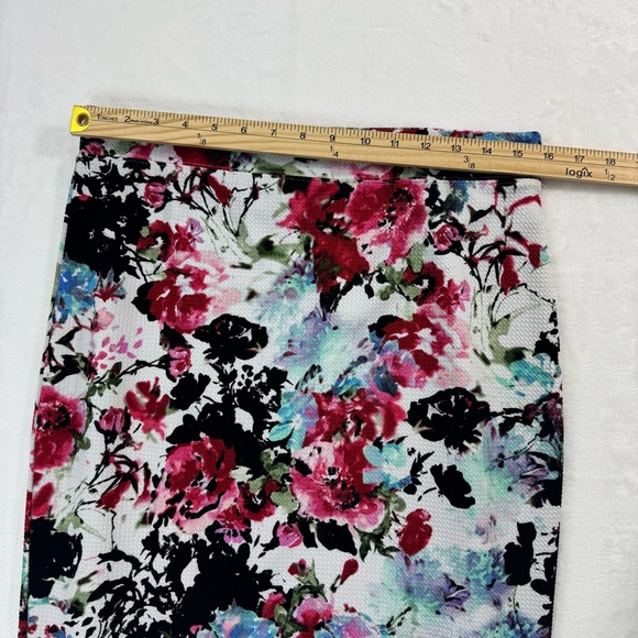 Iris XL Colorful Floral Pencil Skirt Stretchy Pull-On Comfy Bodycon Work Office - Picture 5 of 10